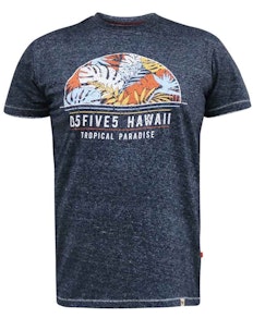 D555 Upton Hawaii Leaf Printed T-Shirt Navy